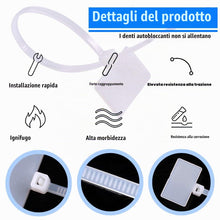Carica l'immagine nel visualizzatore di Gallery, Glarks 200 Fascette Fermacavi in Nylon Autobloccanti da 15,2 cm, Etichette per Scrivere Con 3 Pennarelli e 288 Etichette