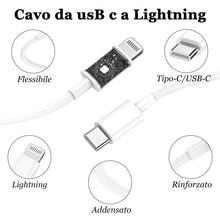 Carica l'immagine nel visualizzatore di Gallery, Caricatore per IPhone,2 Pack Caricabatterie USB C Rapido Alimentatore Presa With 2Pack 2M USB C- Lightning Spina Per IPhone 14/13/12/11/Pro/Pro Max/XS/XR/X/SE/iPad/Adattatore Caricabatteria Veloce