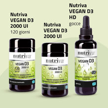Carica l'immagine nel visualizzatore di Gallery, NUTRIVA Vegan D3, Integratore Alimentare a Base di Vitamina D3, Ideale per le Ossa e per il Supporto del Sistema Immunit