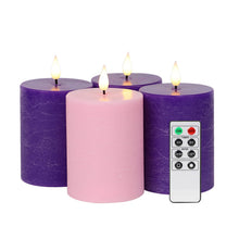 Carica l'immagine nel visualizzatore di Gallery, Fanna 4 Candele Led con Telecomando e Batteria per Avvento, Candele con Timer per Natale Decorazione Uso Interno - H 10c