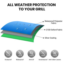 Carica l'immagine nel visualizzatore di Gallery, Velway Copertura Barbecue da Esterno, Telo Copri Barbecue Impermeabile, Copri BBQ, Anti Polvere Neve Pioggia Feci di Uccelli Sole,147x61x117cm,Nero