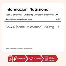 Carica l'immagine nel visualizzatore di Gallery, Coenzima Q10 Vegano, 200mg per Dose, 1 Capsula al Giorno, 120 Capsule