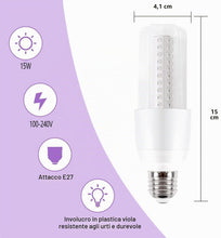 Carica l'immagine nel visualizzatore di Gallery, Lampadina LED nera Lampadina UV E27, 15 W 100-240 V LED 395-400 nm Lampadina UVA nera, illuminazione per feste di Hallow