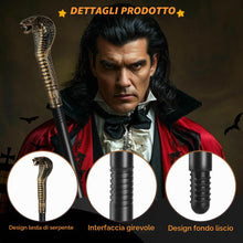 Carica l'immagine nel visualizzatore di Gallery, AUYAO Bastone da Passeggio Gotico, Scettro Egiziano con Testa di Serpente Dorato, Halloween Bacchetta Magica, Smontabile