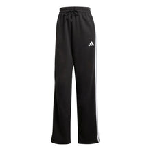 Carica l'immagine nel visualizzatore di Gallery, adidas Femme Essentials 3-Stripes Open Hem Fleece Pants, Black/White, L