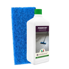 Carica l'immagine nel visualizzatore di Gallery, MARBEC POWER DET 1LT+TAMPONE BLU Detergente smacchiante e disincrostante per pavimenti in gres porcellanato. Rimuove spo