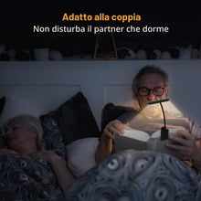 Carica l'immagine nel visualizzatore di Gallery, iFalarila Luce da Lettura Ricaricabile con Cavo Tipo-C, 12 LED Lampada da Lettura con Clip [3 Colore e 10 Luminosità] La