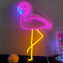 Carica l'immagine nel visualizzatore di Gallery, Insegna al neon con fenicottero, lampada al neon a LED in acrilico rosa da appendere con interruttore dimmerabile, lampa