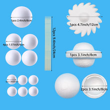 Carica l'immagine nel visualizzatore di Gallery, Solar System Modell Kit per Bambini con 14 Palline in Schiuma, 12 Bastoncini di Bambù, 12 Pigmenti Colorati, per Progett