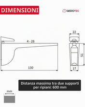 Carica l'immagine nel visualizzatore di Gallery, Gedotec Design Reggimensola in vetro - Argento opaco | 2 pezzi - staffa reggimensola per carichi pesanti | PINOCCHIO | m