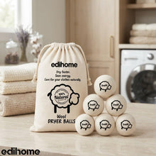 Carica l'immagine nel visualizzatore di Gallery, edihome, Palline per Asciugatrice in Lana 100% Naturale – Set da 6 Palle Asciugatrice che Riducono i Tempi di Asciugatura e Ammorbidiscono il Bucato, con Sacchetto