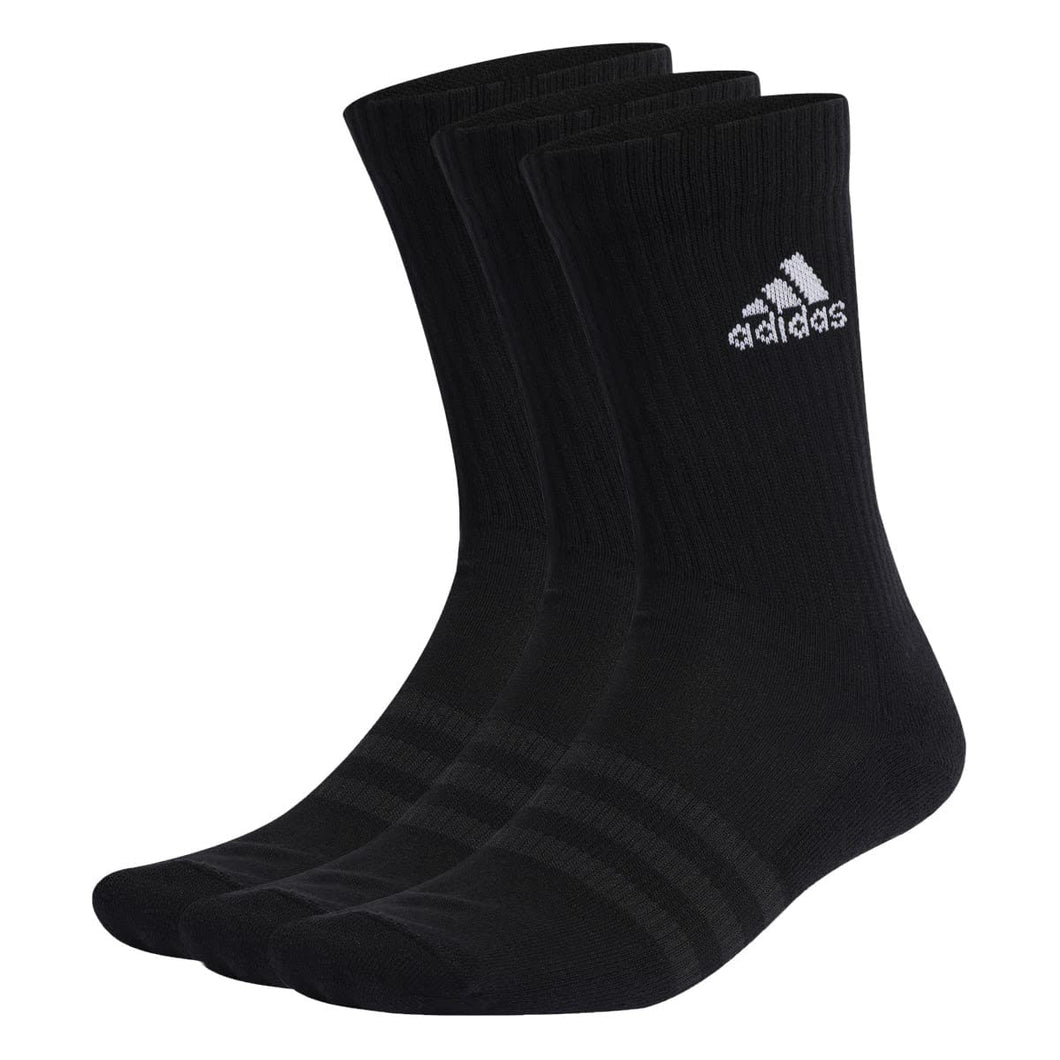 adidas Unisex - Adulto Cushioned Crew Socks 3 Pairs, Black / White, 13-14.5