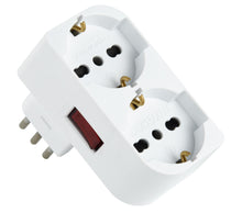 Carica l'immagine nel visualizzatore di Gallery, Electraline 71948 Adattatore Doppio Salvaspazio due Posti frontali P40 polivalenti (10/16A + Schuko tedesca), Spina picc