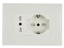 Carica l'immagine nel visualizzatore di Gallery, Electraline 22110 Blocco Presa da Incasso/Set Placca Premontata 2 Posti (1 Presa Universale P40 + 1 Presa Bivalente 10/1