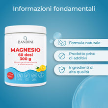 Carica l'immagine nel visualizzatore di Gallery, Bandini® MAGNESIO COMPLETO IN POLVERE 430mg - Puro 60 Dosi, Magnesium Carbonato, Citrato, Integratore Benessere Intestin