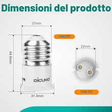 Carica l'immagine nel visualizzatore di Gallery, DiCUNO Adattatore da E27 a B22, Socket Converter Socket Adapter, 2 Pezzi