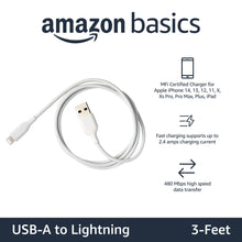 Carica l'immagine nel visualizzatore di Gallery, Amazon Basics Cavo di ricarica USB-A a Lightning, certificato MFi, serie Advanced, per iPhone, bianco, 0.9 m