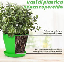 Carica l'immagine nel visualizzatore di Gallery, KAHEIGN 8 Pezzi 14cm Vasi per Piante in Plastica Colorati, Vasi da Fiori per Interni da 8 Colori con Contenitore per Pia