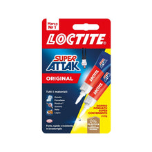 Carica l'immagine nel visualizzatore di Gallery, Loctite Super Attak Original Bipack, Colla liquida trasparente in confezione convenienza, Adesivo per gomma, metallo, ce
