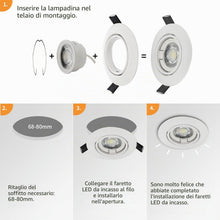 Carica l'immagine nel visualizzatore di Gallery, 6x aretti LED da Incasso per Cartongesso Dimmerabili Orientabili 6W,Bianco Caldo 3000K 500LM Faretti Led Soffitto Incass