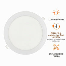 Carica l'immagine nel visualizzatore di Gallery, JANDEI – Confezione da 5 faretti LED da incasso rotondi, 18W, 1500 lumen, extrapiatti 13 mm, foro di montaggio Ø200-205 