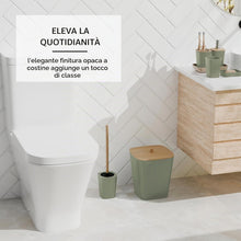 Carica l'immagine nel visualizzatore di Gallery, Clara Clark - Set di accessori da bagno, 20 pezzi, set di tende da doccia, scopino per WC, cestino della spazzatura e dispenser di sapone, colore verde salvia.