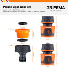 Carica l'immagine nel visualizzatore di Gallery, GRIFEMA GE1103 Kit connettore per tubo da giardino con connettore Waterstop da 1/2", attacco rapido da 1/2" e raccordi femmina Premium da 1/2" - 3/4" Grigio - Arancione[Esclusiva Amazon]