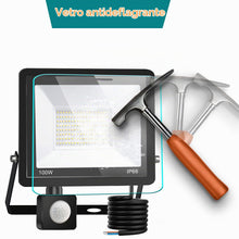 Carica l'immagine nel visualizzatore di Gallery, Faretto con Sensore di Movimento 100W, Faro LED da Esterno 10000LM,3000K IP66