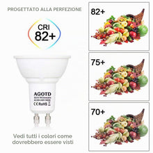 Carica l'immagine nel visualizzatore di Gallery, AGOTD Lampadine LED GU10 Dimmerabili, 3000K Bianco Caldo 7W Lampadina LED GU10 Equivalente alogeno 50W, 615LM, Fasci str
