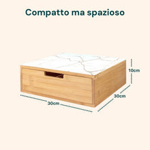 Carica l'immagine nel visualizzatore di Gallery, Avilia Porta Cialde Caffè in Bambù con Cassetto, Vetro Marmorizzato Bianco