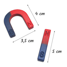 Carica l'immagine nel visualizzatore di Gallery, Set 2 Magneti Didattici – Calamita a Ferro di Cavallo e Lineare – N/S Rosso Blu – Esperimenti Scientifici, Scuola, Stude