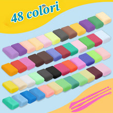 Carica l'immagine nel visualizzatore di Gallery, 48 colori, pasta da modellare autoasciugante, plastilina asciugatura dell'aria, regalo per ragazzi e ragazze dai 3 ai 12