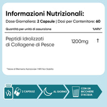 Carica l'immagine nel visualizzatore di Gallery, Collagene Marino Idrolizzato da 1200mg per Dose, 100% Puro, in 120 Capsule, Peptidi di Collagene Idrolizzato di Tipo 1 e 3 (2 Mesi di Scorta), Privo di Magnesio Stearato e Senza Glutine né Additivi
