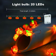 Carica l'immagine nel visualizzatore di Gallery, Decorazione a forma di zucca, 2m 20 LEDs, catena luminosa a LED