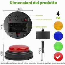 Carica l'immagine nel visualizzatore di Gallery, Adiwo 4PCS Quiz Buttons, Buzzer Game Show Buttons, Rispondi Al Cicalino Con Luce E Suono Di Allarme, Pulsanti Colorati, 