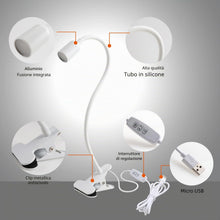 Carica l'immagine nel visualizzatore di Gallery, da LIGHT Lampada da lettura a morsetto, lampada da scrivania a LED, morsetto con 3 temperature di colore, dimmerabile, l
