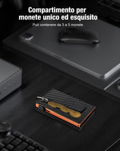 Carica l'immagine nel visualizzatore di Gallery, Portafoglio uomo slim dwnkove RFID con portacarte pop-up, nero/arancione