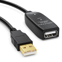 Carica l'immagine nel visualizzatore di Gallery, deleyCON 10m USB 2.0 Ripetitore Cavo di Estensione Attivo con Amplificatore di Segnale Porte USB-A e USB-A - Nero