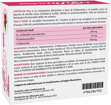 Carica l'immagine nel visualizzatore di Gallery, Cistiflux Plus, Integratore a Base di Estratto di Mirtillo Rosso,Cranberry Americano, e D-Mannosio,per Favorire Una Corretta Funzionalità delle Vie Urinarie, 14 Bustine, Gusto Frutti di Bosco