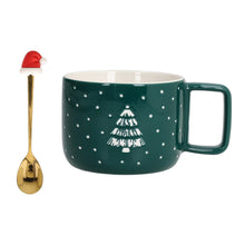 Carica l'immagine nel visualizzatore di Gallery, Tognana, Mug 420cc con cucchiaino - Cappello Natale, New Bone China, Verde
