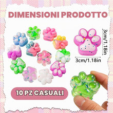 Carica l'immagine nel visualizzatore di Gallery, 10 Pezzi Mini Squishy Design Zampa di Gatto - Giocattoli Sensoriali Morbidi - Antistress per Bambini e Adulti, Colore Ca
