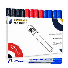 Carica l'immagine nel visualizzatore di Gallery, maxtek Set 12 Pennarelli Lavagna Bianca Cancellabile, Punta rotonda 2-3mm larghezza della linea, inchiostro a basso odore a 3 colori, Scuola, Ufficio, Casa