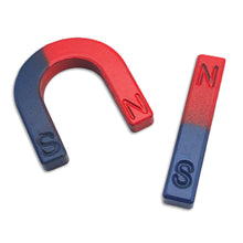 Carica l'immagine nel visualizzatore di Gallery, Set 2 Magneti Didattici – Calamita a Ferro di Cavallo e Lineare – N/S Rosso Blu – Esperimenti Scientifici, Scuola, Stude