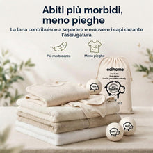 Carica l'immagine nel visualizzatore di Gallery, edihome, Palline per Asciugatrice in Lana 100% Naturale – Set da 6 Palle Asciugatrice che Riducono i Tempi di Asciugatura e Ammorbidiscono il Bucato, con Sacchetto