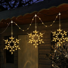 Carica l'immagine nel visualizzatore di Gallery, Luci Solari Da Fata Da Esterno Fiocchi Di Neve Grandi 3 Pezzi 4 m Illuminazione Natalizia Da Esterno Luci Solari Bianche
