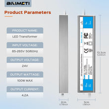 Carica l'immagine nel visualizzatore di Gallery, BRIMETI Trasformatore LED 220 24V 100W Esterno Alimentatore Driver IP67 Impermeabile Adattatore AC 220V a DC 24V 4.16A T