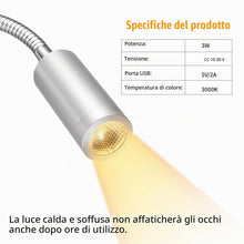 Carica l'immagine nel visualizzatore di Gallery, ERWEY 2 pezzi LED 12V Camper Lampade da Lettura Lampada da Parete camper a collo d'oca flessibile con USB, 3W 3000K DC 1