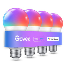 Carica l'immagine nel visualizzatore di Gallery, Govee Lampadina LED E27 Intelligenti WiFi e Bluetooth, Funziona con l'app Alexa Google Assistant Home, 16 Milioni di Colori RGBWW fai da te, Sincronizzazione Musicale Lampadina Smart, Set di 4