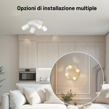 Carica l'immagine nel visualizzatore di Gallery, LVWIT Faretti LED da Soffitto Orientabili Bianco,Faretto LED Interno con 4 Luci in Alluminio GU10, Orbicolare Base, Fare