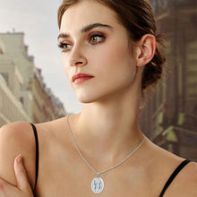 Carica l'immagine nel visualizzatore di Gallery, MicLee Collana Ciondoli Foto da Donna in Argento 925 Pendenti Medaglioni de Farfalla Moda Collane Ovale di Farfalla con Zircone Blu Ciondolo Apribile